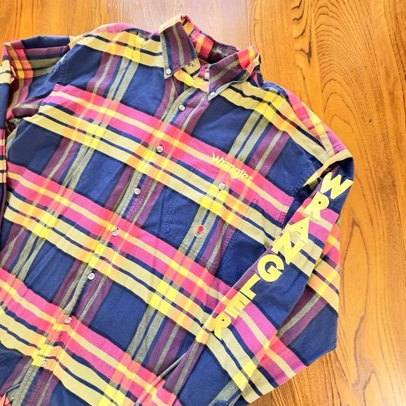 Wrangler Men's Twenty X Long Sleeve Button Down Plaid Embroidered Shirt‎ XL - Picture 1 of 6